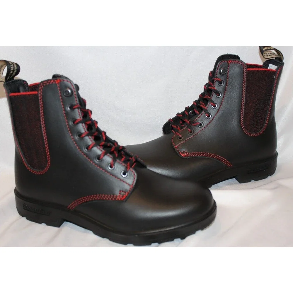 Blundstone Women's Leather Lace Up Gore Boots 2325 BLACK RED NIB‎